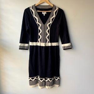 Designer Milly of New York Black Patterned Sweater Dress Size M